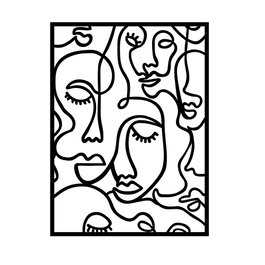 Wallity Faces 2 - Escultura de Pared de Metal Negra
